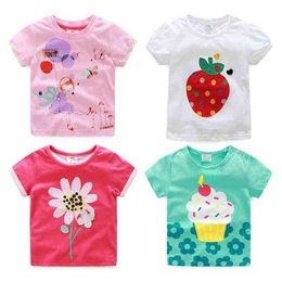 Children'S Clothing 2021 Summer New Arrival Baby Top Basic Shirt 100% Cotton Girls Short-Sleeve T-Shirt G1224