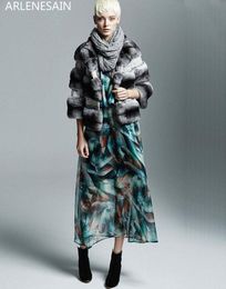 Women's Fur & Faux Arlenesain Custom Chinchilla Coat With Leather Jacket