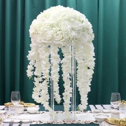 table wreath centerpieces Australia - Decorative Flowers & Wreaths 35 45 50CM Artificial Flower Table Centerpiece Wedding Decor Road Lead Bouquet DIY Wisteria Vine Ball Silk Part