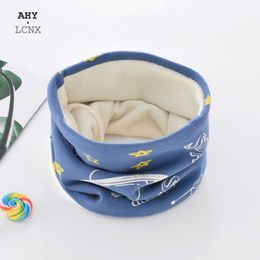 New Autumn Winter Girls Cotton Cartoon Print Scarf Children Plush Velvet Baby Boys o Ring Scarves Lovely Kids Warm