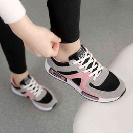 Moda Sólida Mulheres Sapatilhas Casuais Sapatos Mulher 2021 Lace-up Sneakers Mulheres Sapatos Respirável Mana Senhoras Sapatos Chaussures Femme H1115