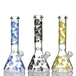 Unique Mushroom Beaker Bong hookah 5mm thick GLOW IN THE DARK 10 inch tall glass water pipe oil rig dab recycler