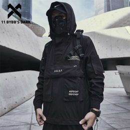 11 BYBB'S DARK Dark Cargo Jackets Coats Streetwear Tactical Function Pullover Harajuku Multi-pocket Hoody Windbreaker Coats 210928