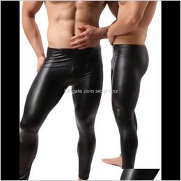 Clothing Apparel Fashion Black Faux Leather Pants Long Trousers Sexy And Novelty Skinny Muscle Tights Mens Leggings Slim F
