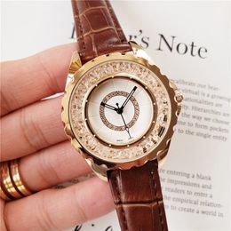 Brand Watches Women Girl Crystal Style Leather Strap Quartz Wrist Watch CHA13