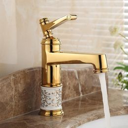 European zirconium-gold single-hole faucet, face basin, bathroom table, basin cold and hot water faucet