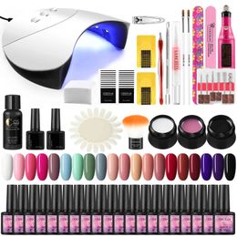 Polish Semi-permanent UV LED Lamp Electric Drill Soak Off Gel Varnish Kit Manicure Tools Nails Art Decorations Set