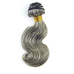 Short Salt And Pepper Hair Weave Mix Of Grey And Black Weft Indian Body Wavy Human Hair bundles for sewing Extensions 100g