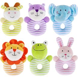 Baby Rattle Toys Cute Soft Stuffed Cartoon Animal Handle Plush Doll Music Rattle Toy Newborn Handbells