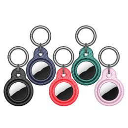 Carbon Fiber Cases for Airtags Locator Tracker Anti-lost Device TPU Airtag Protective Cover Metal Ring Keychains Handbag Wallet Key Rings