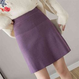 Fashion knitted skirt women spring women's pure Colour Korean short A-line 210520