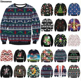 Women Men Ugly Christmas Sweater Sweatshirt 3D Christmas Tree Snowflakes Reindeer Print Autumn Winter Holiday Party Xmas Jumpers Y1118