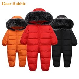 -30 degree Russian children's clothing winter down jacket boy outerwear coats thicken snowsuits baby Girl clothes Kids Jumpsuit 211027