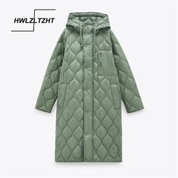 HWLZLTZHT Winter Vintage Women's Parka Warm Jacket Coat Casual Hooded Overcoats Female Loose Long Outwear Windbreaker 210913