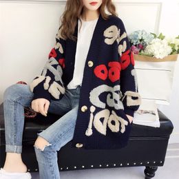Designer Women's Sweaters Women Cardigan Letter Pattern Knitted Sweater Korean Street Style Cardigan Loose Ladies Jacket Spring and Autumn 38XB