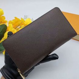 ZIPPY Zipper Wallets Women Dinner Coin Purse Leather Classic Brown Flower Men Storage Cheque Clutch Bag Card slot Wallet Handbag With box
