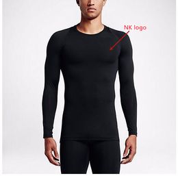 Mens sports running T -shirts long sleeves stretch compression quick-drying tees stitching mesh breathable T-shirt size S-3XL