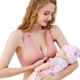 Cotton Maternity Nursing Bra Breastfeeding Gathers Anti-sagging Bra Summer Thin Pregnancy Postpartum Mothers Wirefree Bras Y0925