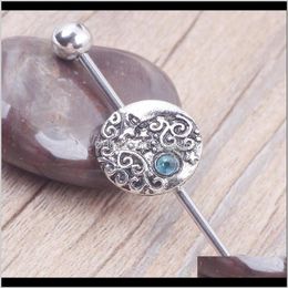 Plugs & Tunnels Drop Delivery 2021 1Dot6*38*6Mm Fashion 14G Moon Star Long Industrial Barbell 316L Stainless Steel Earring Body Ear Piercing