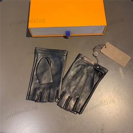 Classic Short Fingerless Gloves Super Soft Leather Mitten Autumn Winter Warm Mittens Lady Motorcycling Windproof Glove