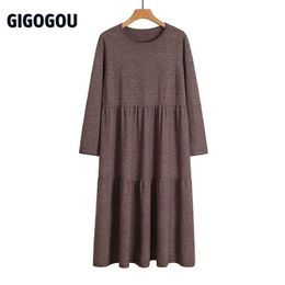 GIGOGOU Oversized Women Sweater Dress Autumn Winter Casual Loose Jumper Top Knitted Pullover Straight Dresses Tunic Tops 210409