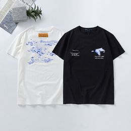 High-quality men's T-shirts, women's tops, high-end cotton letter printing, personality trend, men and women, couples, short sleeves AS45078