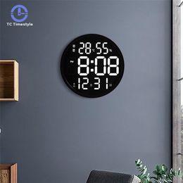 LED Large Number Digital Smart Wall Clock Temperature And Humidity Display Electronic Modern Design Home Decoration 211110