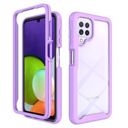 Armor Cases with Front Frame For Samsung A22 4G 5G Soft Rubber Hard Plastic Shockproof Protection Cover