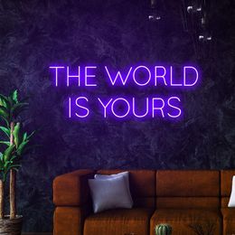 Andere Event Party Supplies 'The World gehört Ihnen das Neonzeichen Custom Clear Acryl LED-Licht Wandkunst Urlaubsdekor