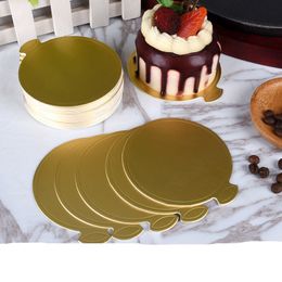 100 Pcs Round Golden Cardboard Cake Base Cake Paper Board Dessert Plates Circle Cardboard Cupcake Base Display DH8758