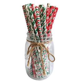 christmas straws Canada - Christmas Straws Cartoon Disposable Paper Straw Creative Wedding Props Party Banquet Decoration Supplies DH8877