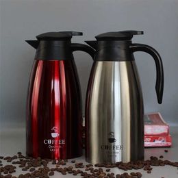 Large Stainless Steel Thermal Bottle Coffee Carafe-2L Double Wall Insulated Vacuum Flasks Thermos Jug Water Pot Travel Children 211109