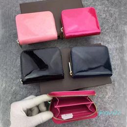 Whole Patent leather short wallet Fashion high quality shinny leather card holder coin purse women wallet classic zipper pocke256W