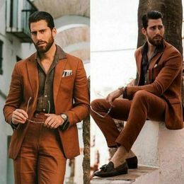 Men's Suits & Blazers Costume Formal Brown Suit Male Blazer Groom For Men Notch Lapel Wedding 2 Pieces Party Tuxedos Jacket+Pants