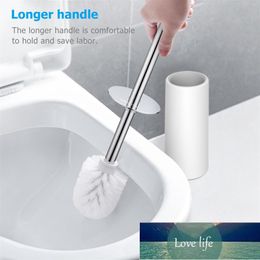 Toilet Brush and Holder Set Good Grip Compact Modern Design Toilet Bowl Cleaner Brush Set for Bathroom Cleaning Tools (White)