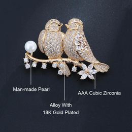 Trees Brand Fashion Bird Brooch Red For Women Wedding High Quality Ladies Suit Pins Jewellery Whole / Drop With Box