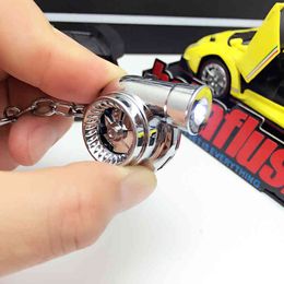 Creative Gift Car Key Chain Usb Charging with Led Light Turbocharged Metal