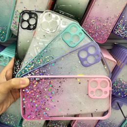 Candy Cellphone Cases Transparent Bling Glitter Phone Case For iPhone 14 13 pro max 11 12 mini Pro Max XS X XR 7 8 6 6S plus SE Camera Protection Soft Shockproof Cover