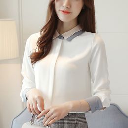 Spring Chiffon Shirt Women's Tops Long Sleeve Casual Office White Korean Harajuku Fashion Clothing Woman Clothes 812G 210420