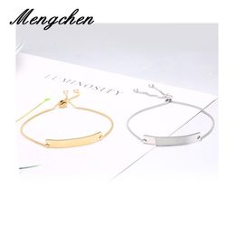 5PCS/Lot Customised Personalise Bar Bracelets Stainless Steel Engraved Name Date Adjustable Bangles Jewellery For Woman Kids Gifts Bangle