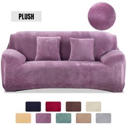 Velvet Plush Thicken Sofa Cover All-inclusive Elastic Sectional Couch Cover for Living Room Chaise Longue L Shaped Corner Covers 211102