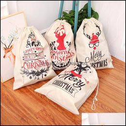Decorations Festive Supplies Home & Gardenchristmas Santa Sacks 5 Styels Canvas Cotton Large Organic Heavy Dstring Gift Bags Personalised Fe