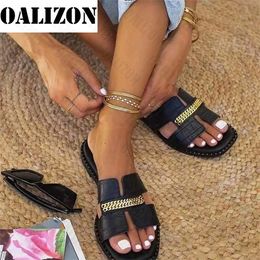 Classic Designer New 2022 Women Flat Flip Flops Double Chain Sandal Slippers Shoes Women Lady Flats Slippers Sandals Shoes Woman Y1120