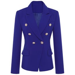HIGH QUALITY Runway Designer Blazer Jacket Women's Metal Lion Buttons Double Breasted Outer Coat S-XXXL 210930