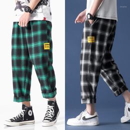 Men's Pants Black Plaid Joggers Cotton Comfortable Pant Summer Loose Casual Trendy Japanese All-match Sweatpants