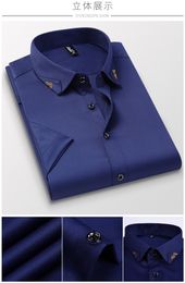 Shirt Men 2022 Brand New Short Sleeve Regular Fit Mens Dress Shirts Casual Button Up Checkered Shirt Male