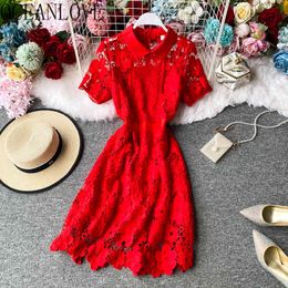 Lace Evening Party Dress Women Solid Hollow Out Sexy Banquet Wedding Vestidos Elegant Summer Dresses Robe 16960 210415
