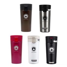 380ML Premium Travel Coffee Mug Stainless Steel Thermos Tumbler Cups Vacuum Flask thermo Water Thermocup 210615