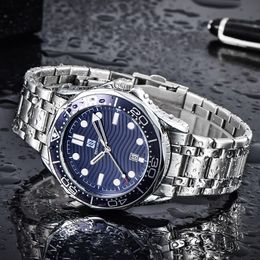 Waterproof Military Sport Watches Men Silver Steel Quartz Analog Watch Clock Relogios Masculinos Blue Dial