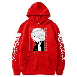 Men and Women Anime Tokyo Revengers Hoodies Mikey Printed Pullover Sweatshirts Casual Fashion Hoodie Tops Y211122